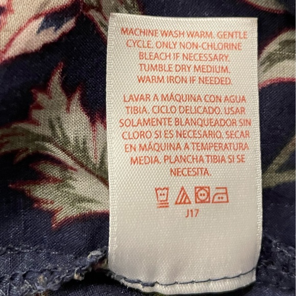 Faded Glory Navy with Pink Floral Design Long-sleeved Blouse, Sz XL - Picture 5 of 6